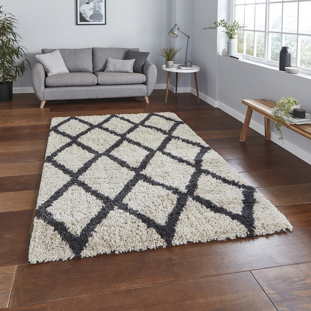 Auckland AK01 Rugs in Cream Anthracite buy online from the rug seller uk